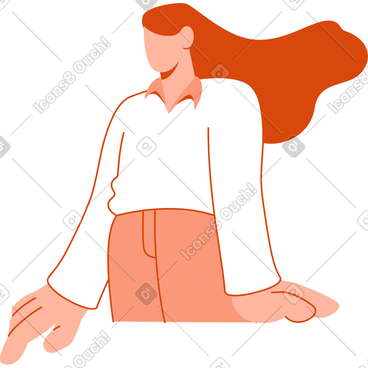 Illustration Vue de face femme dans le style Orange à télécharger aux formats PNG, SVG