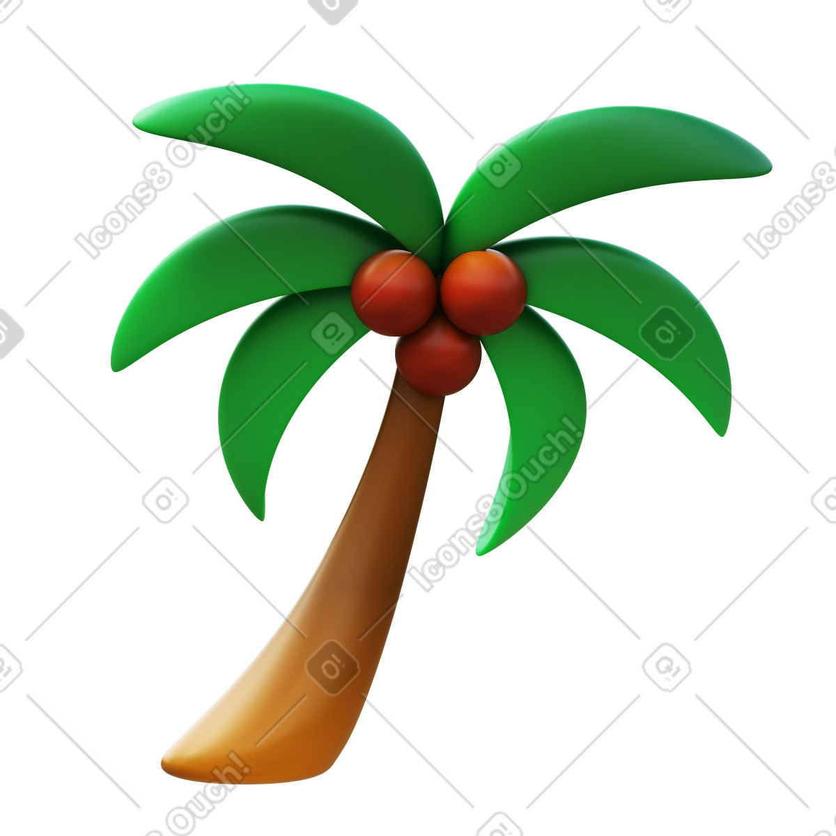 Palm with coconuts illustration in 3D Fluency style download in PNG, SVG