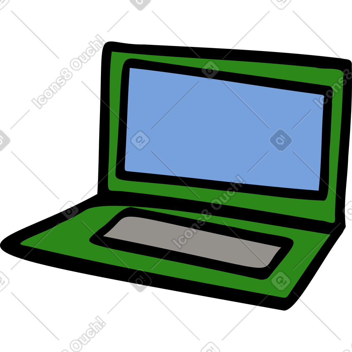 Laptop aperto illustrazione in stile Comic scarica in PNG, SVG