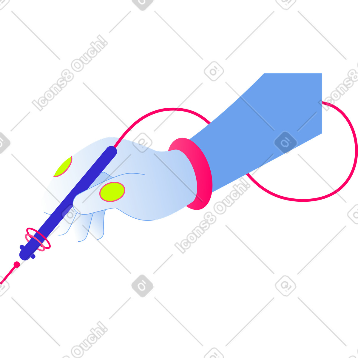 Ilustración Mano con pluma en estilo Space a descargar en PNG y SVG