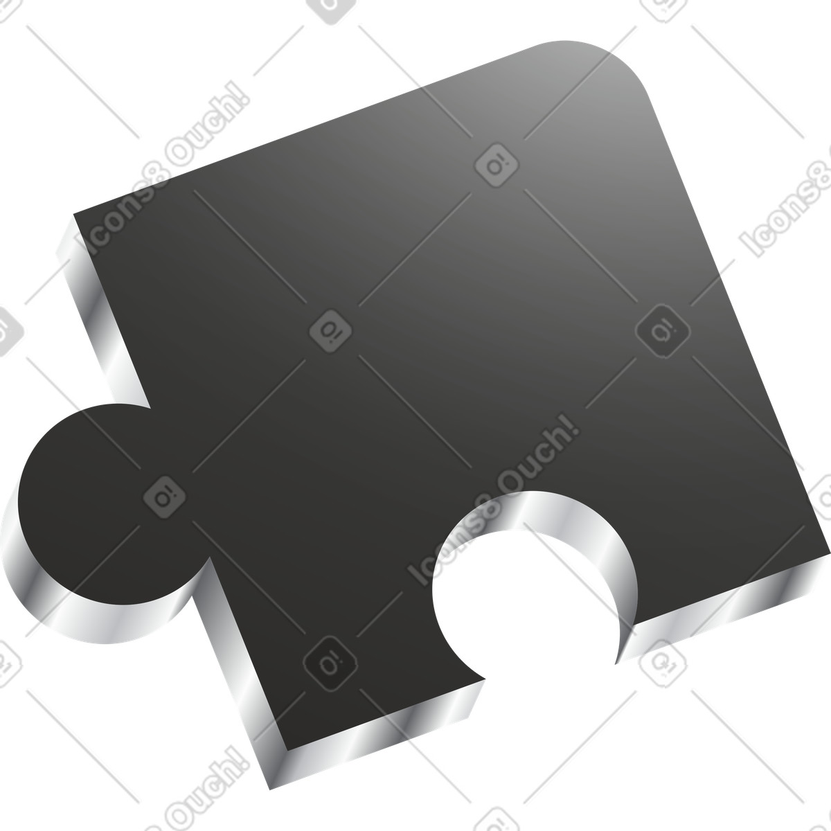 Black puzzle piece illustration in Token style download in PNG, SVG