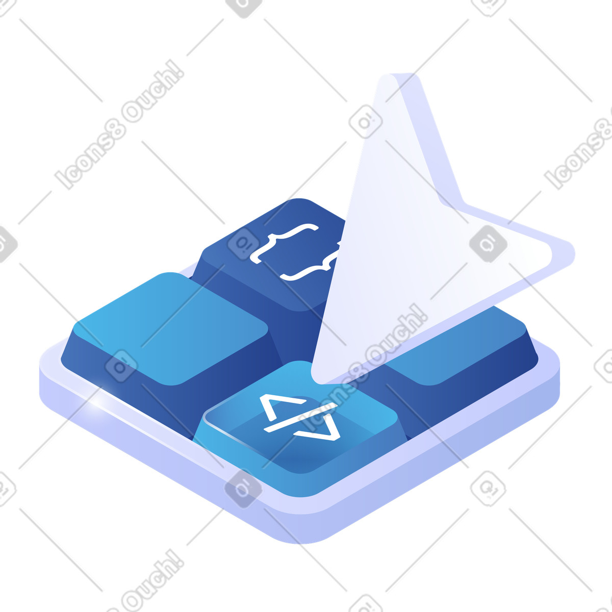 Quantum スタイルの Software coding shortcut key activated by large pointer above keyboard のイラストをPNG、SVG形式でダウンロード