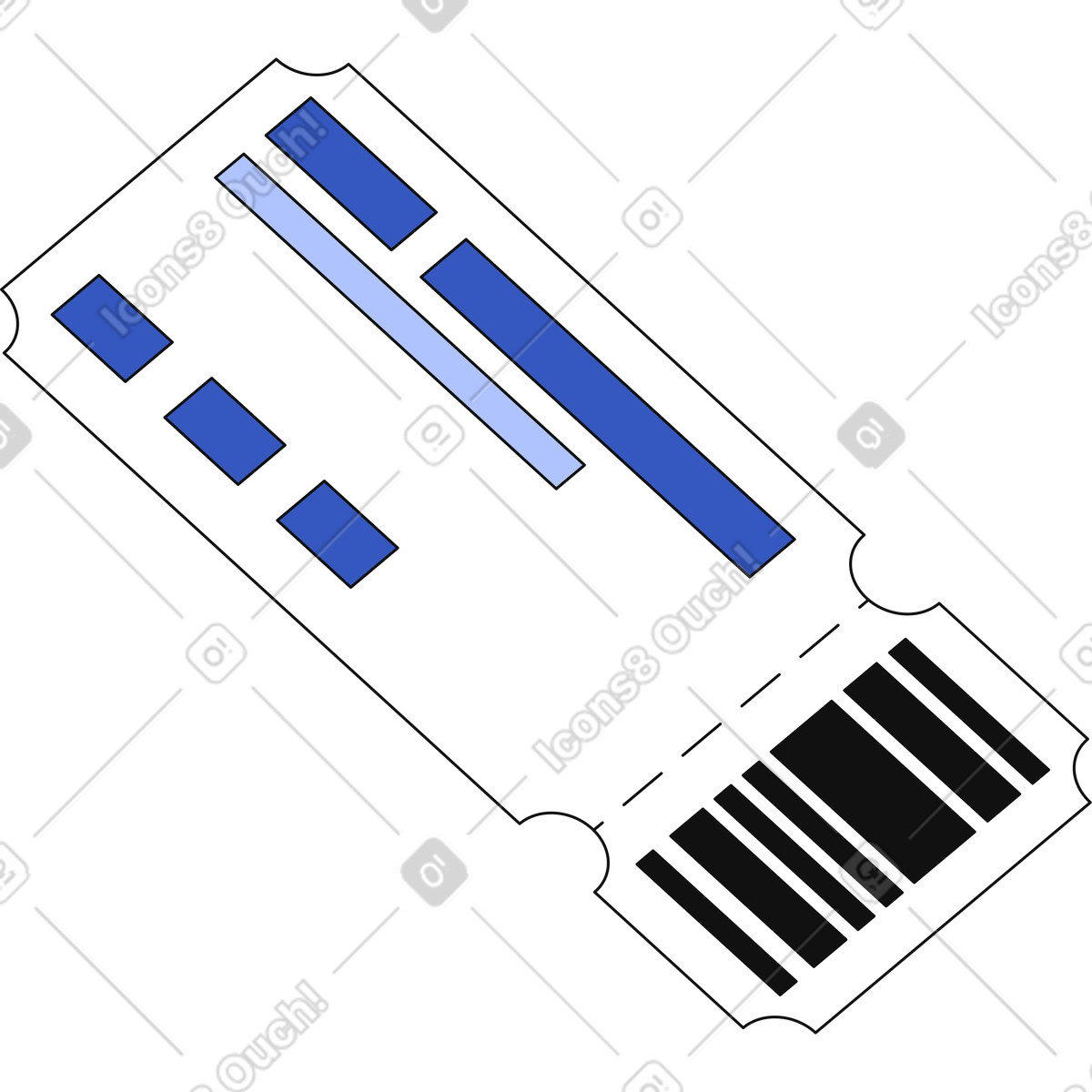 Ticket illustration in Techny style download in PNG, SVG
