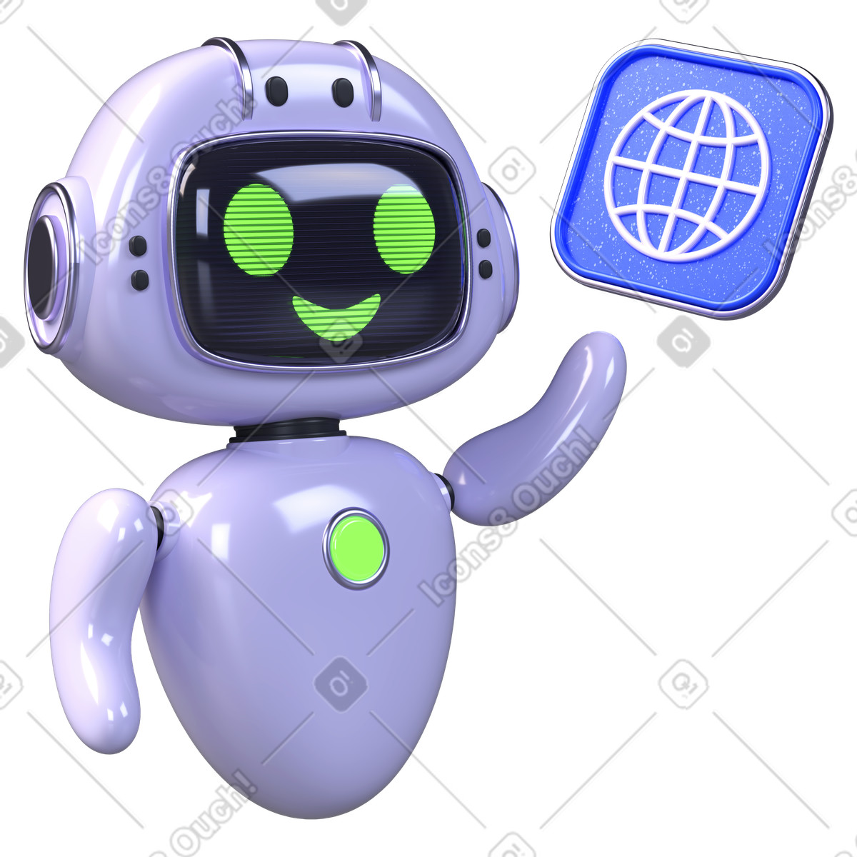 3D Boost スタイルの AI bot with internet globe, Online support or access のイラストをPNG、SVG形式でダウンロード