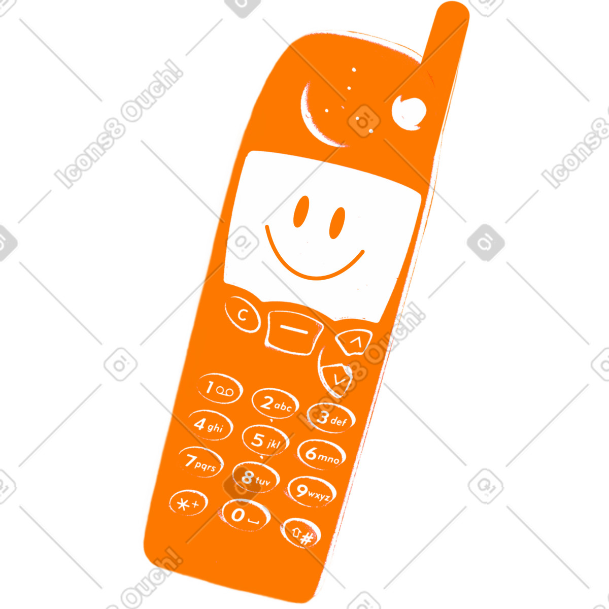 Illustration Vieux téléphone portable dans le style Print à télécharger aux formats PNG, SVG