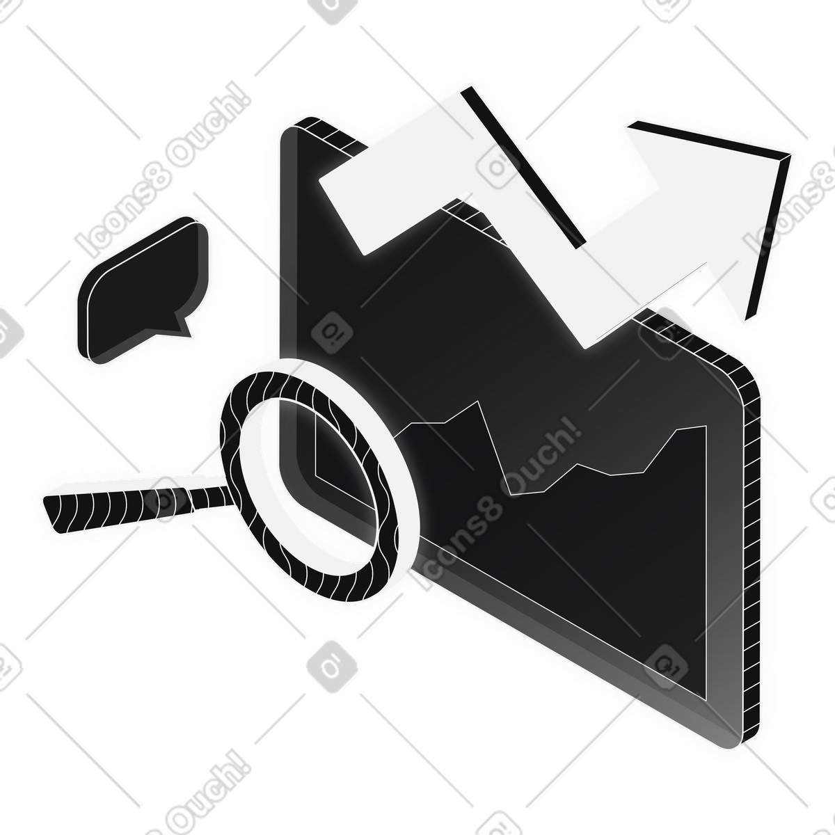Business analytics and reporting, revenue growth sales analysis, performance tracking KPI monitoring illustration in Inverse style download in PNG, SVG