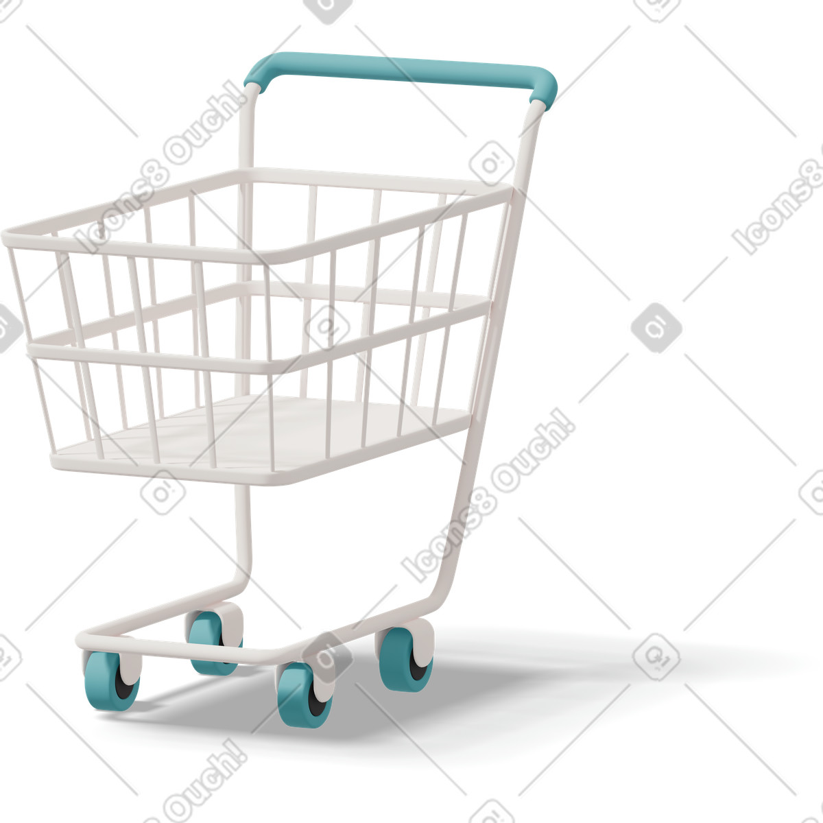Three quarter view of shopping cart-Illustration im 3D Casual life-Stil als Download in PNG, SVG