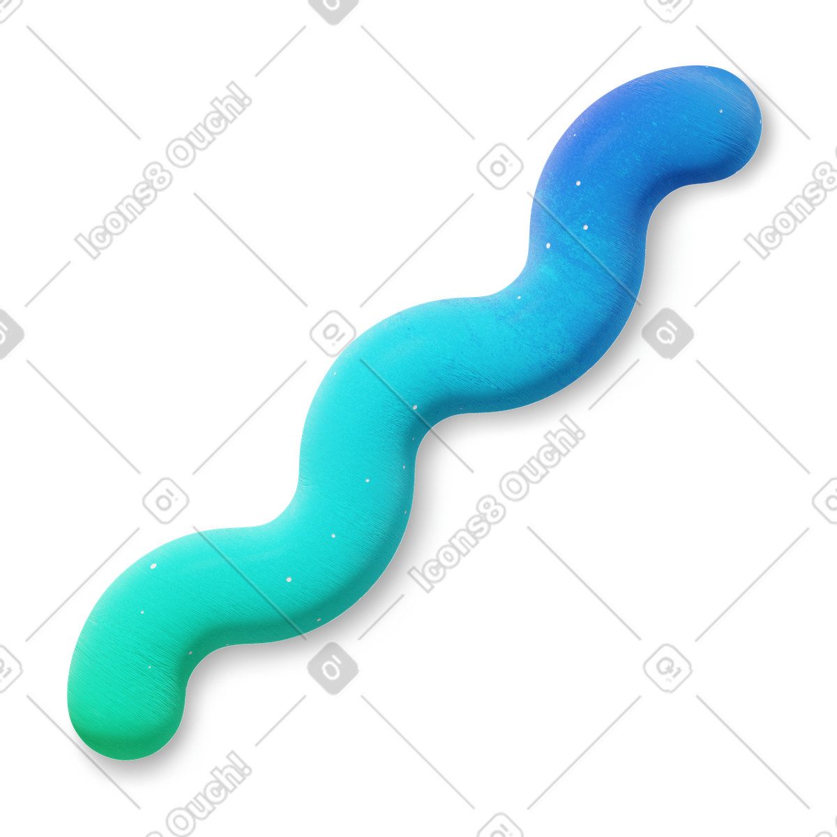 Wavy line shape diagonal illustration in 3D Microsoft Fluent style download in PNG, SVG