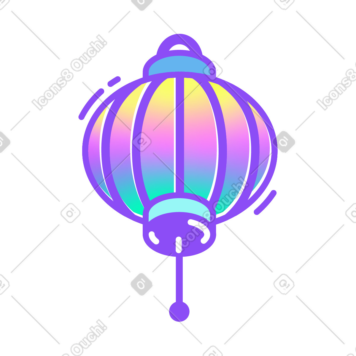 Chinese lantern illustration in Holographic style download in PNG, SVG