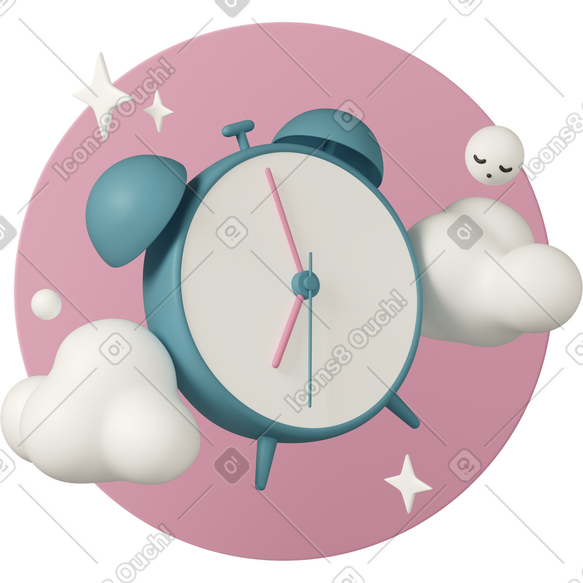 3D Casual life 스타일의 Alarm clock floating in the air 일러스트레이션 PNG, SVG 다운로드