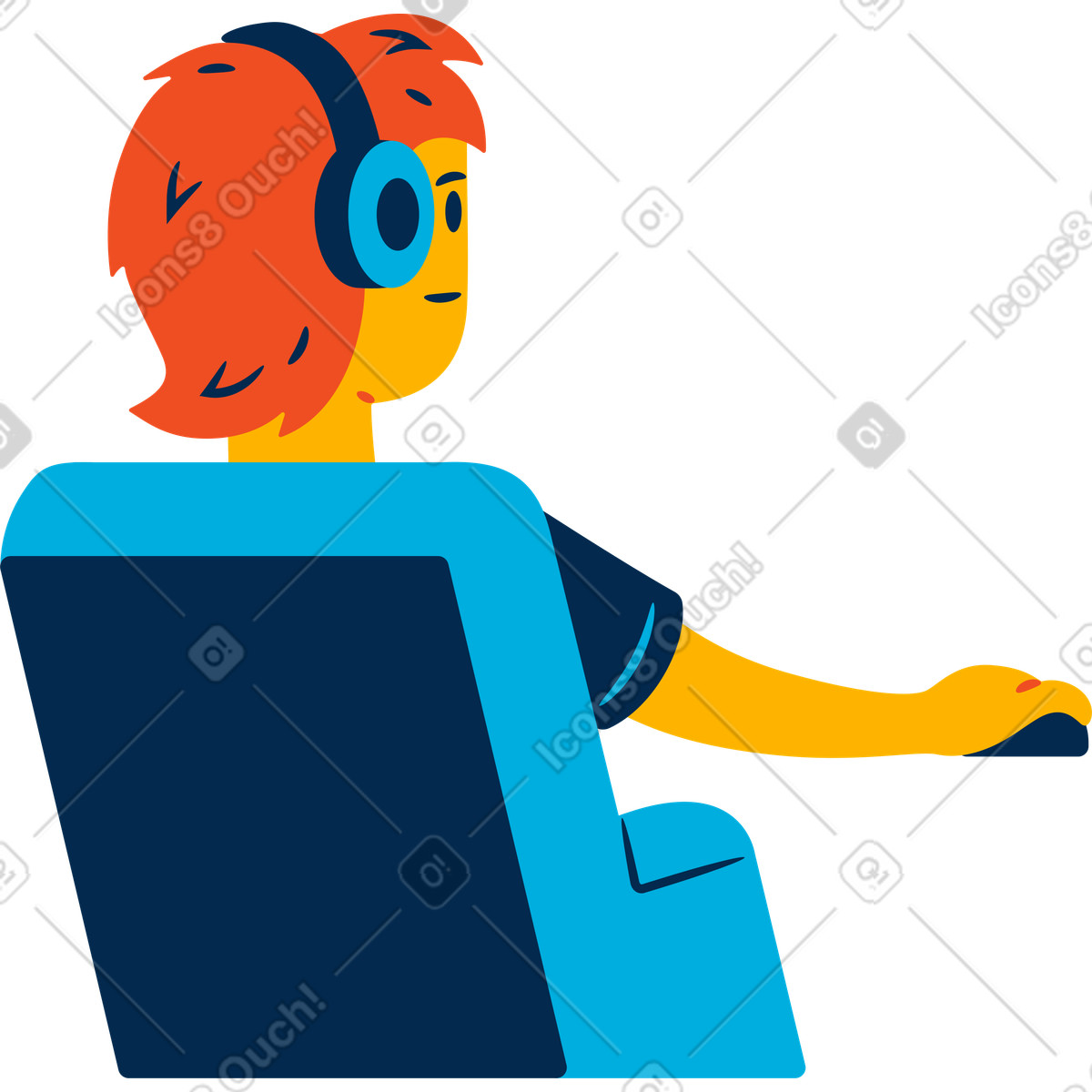 Ilustración Man at the computer en estilo Flame a descargar en PNG y SVG