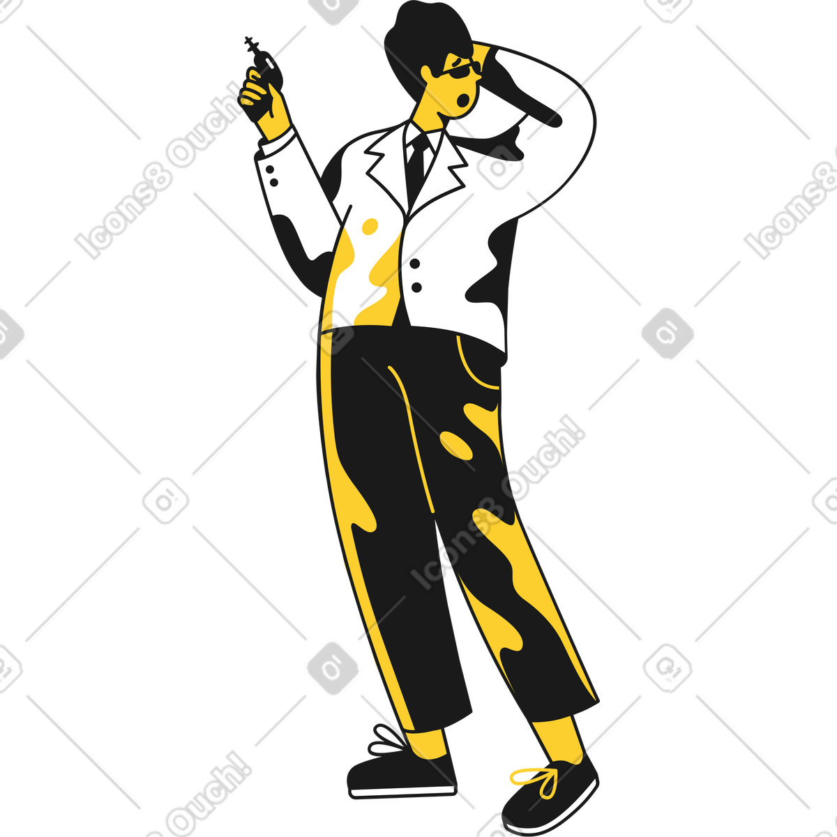 下载 Taxi 风格的 带枪的人 插画，支持 PNG、SVG 格式