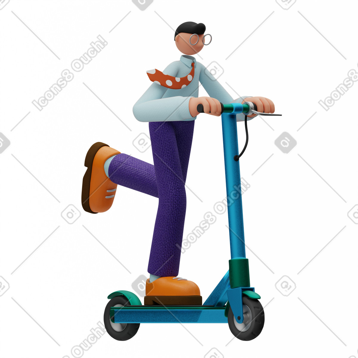 Ilustração animada de Trabalhador de escritório andando de scooter em GIF, Lottie (JSON), AE