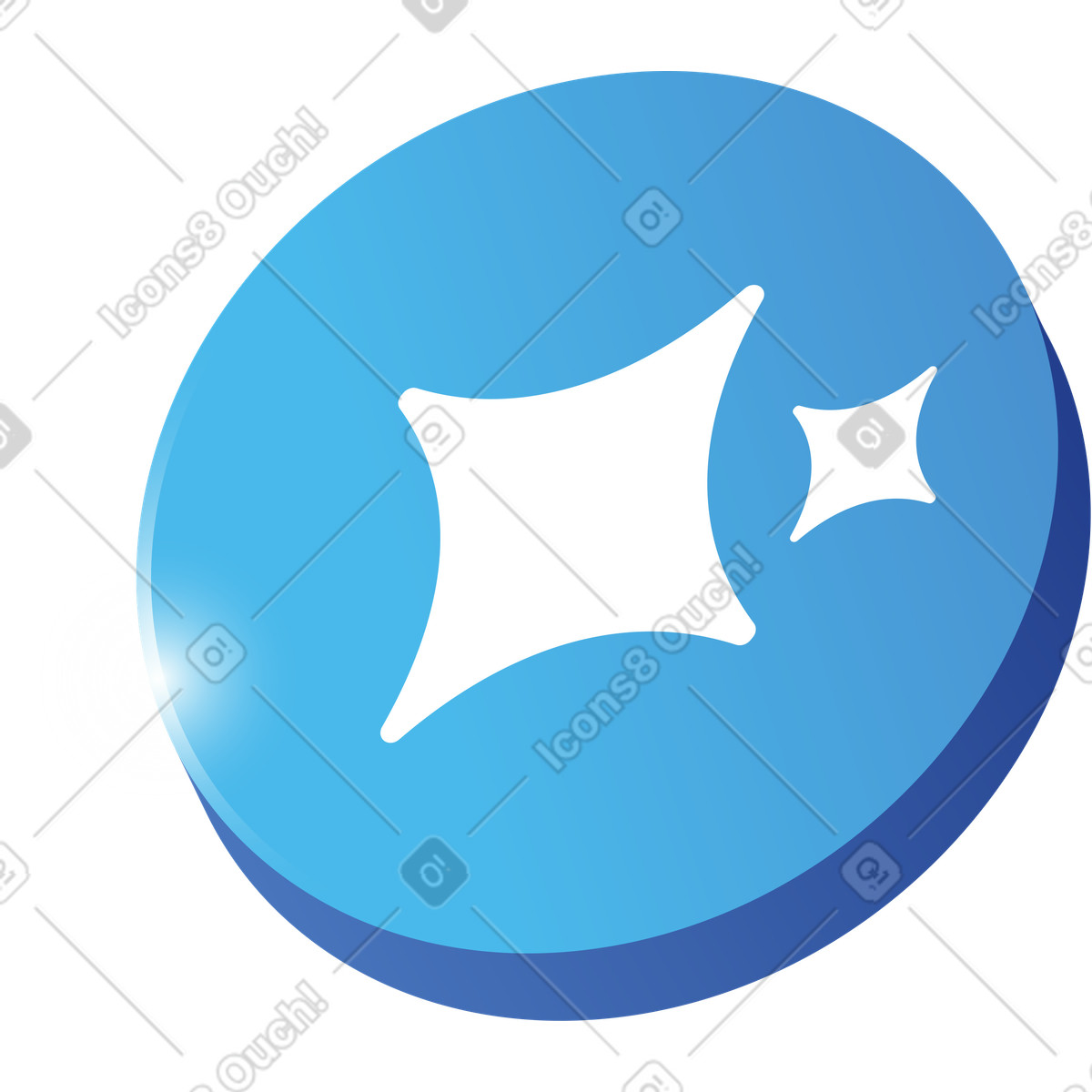 Blue ai stars symbol coin illustration in Quantum style download in PNG, SVG