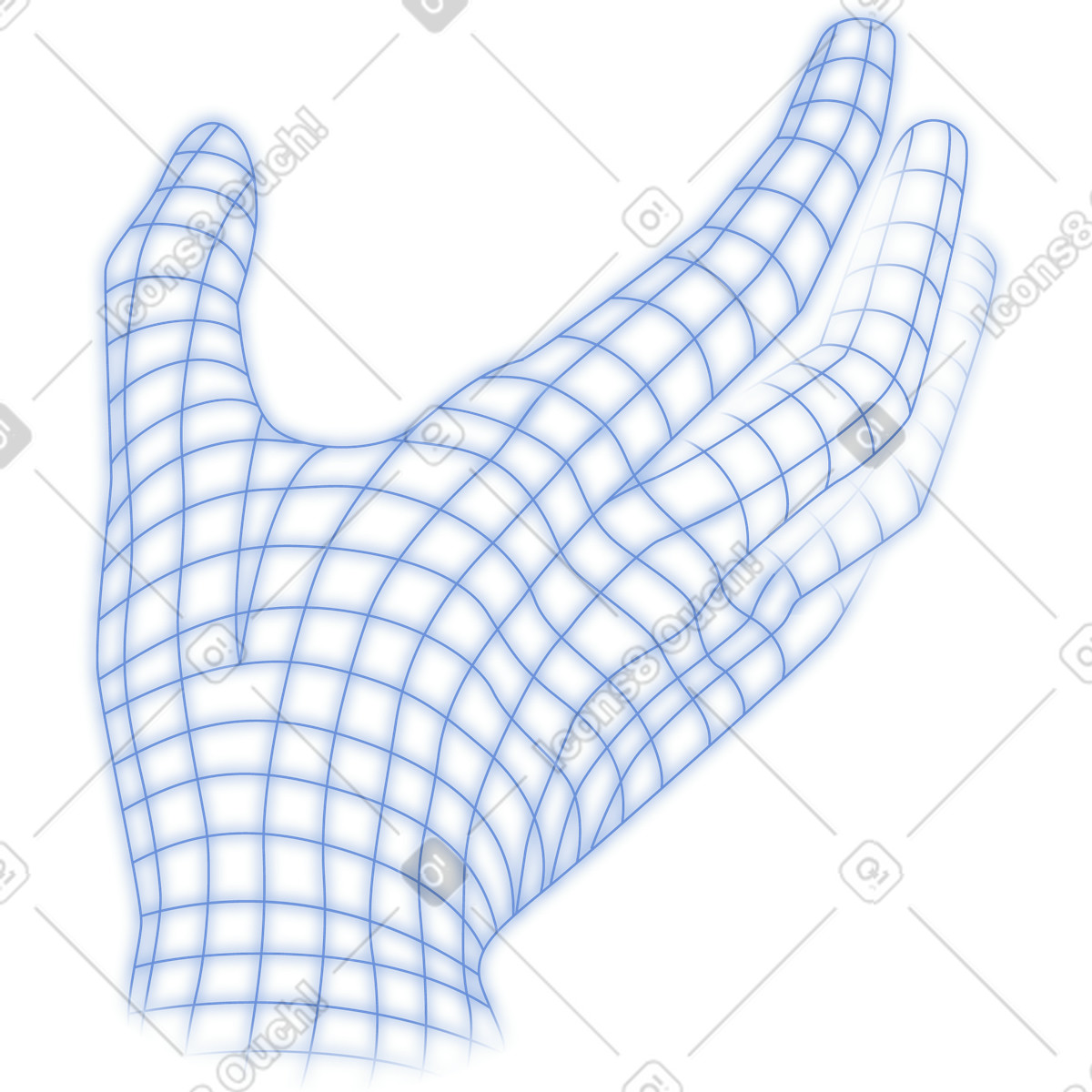 Ilustración Wireframe hand en estilo Dimension a descargar en PNG y SVG