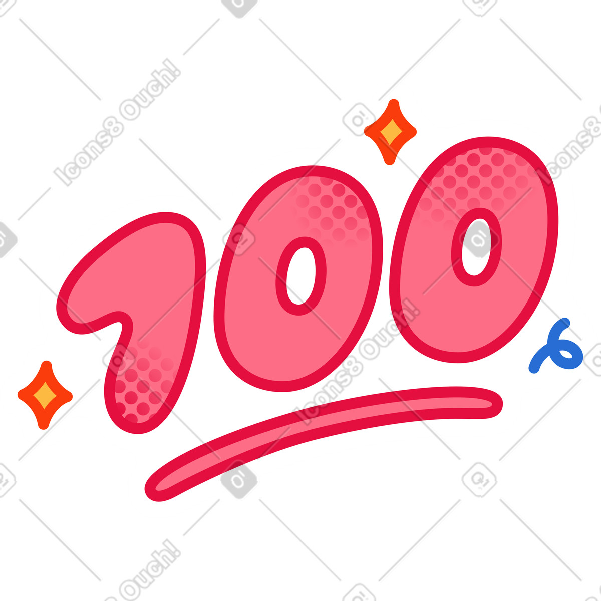 Ilustración Pegatina 100 números en estilo Purrfect a descargar en PNG y SVG
