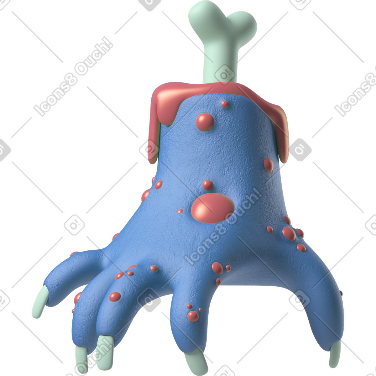 Zombies blaue hand-Illustration im 3D Hands Fun&Wild-Stil als Download in PNG, SVG