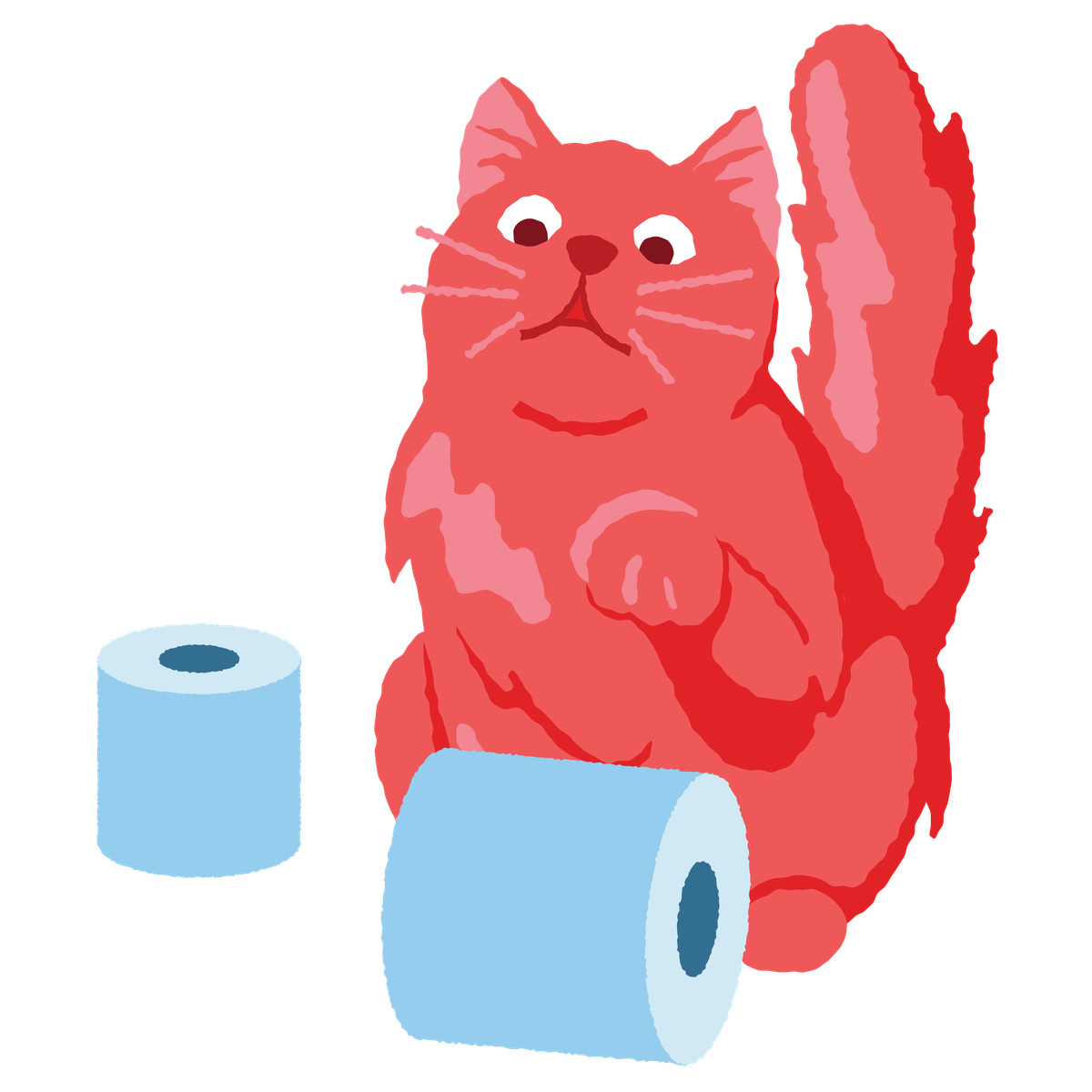 Cherry 스타일의 Cat is afraid of toilet paper 일러스트레이션 PNG, SVG 다운로드