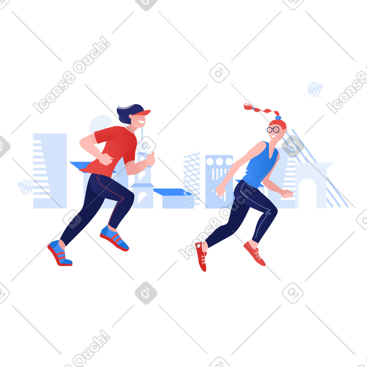 National running day illustration in Clip style download in PNG, SVG