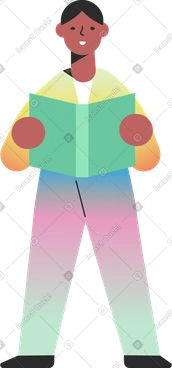 Boy standing and reading PNG, SVG