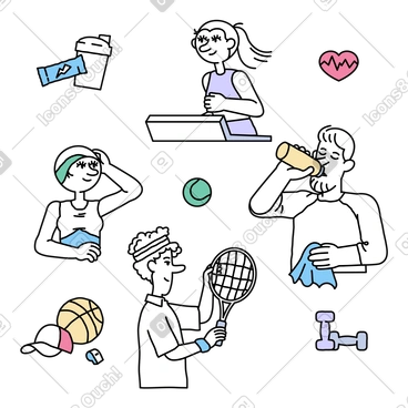 Fitness, people do different sports PNG, SVG
