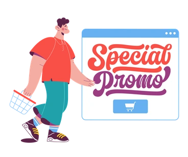 A man carrying a shopping basket - Sammy style illustration