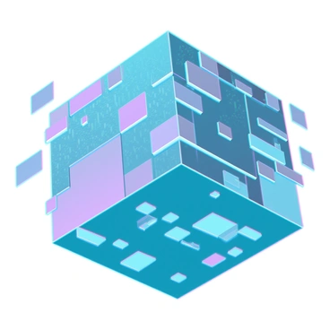 A floating cube with its surfaces glitching and shifting into different textures
