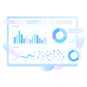 A digital dashboard filled with various colorful ROI charts and graphs. Multiple bar graphs display different data sets, each represented in distinct bright colors. Line graphs show trends over time with dynamic curves and sharp angles. Pie charts illustrate market segments in vibrant shades, while scatter plots feature numerous colorful dots scattered across the graph. The background of the dashboard is sleek and modern, with intricate grid lines and labels accompanying each visual element.