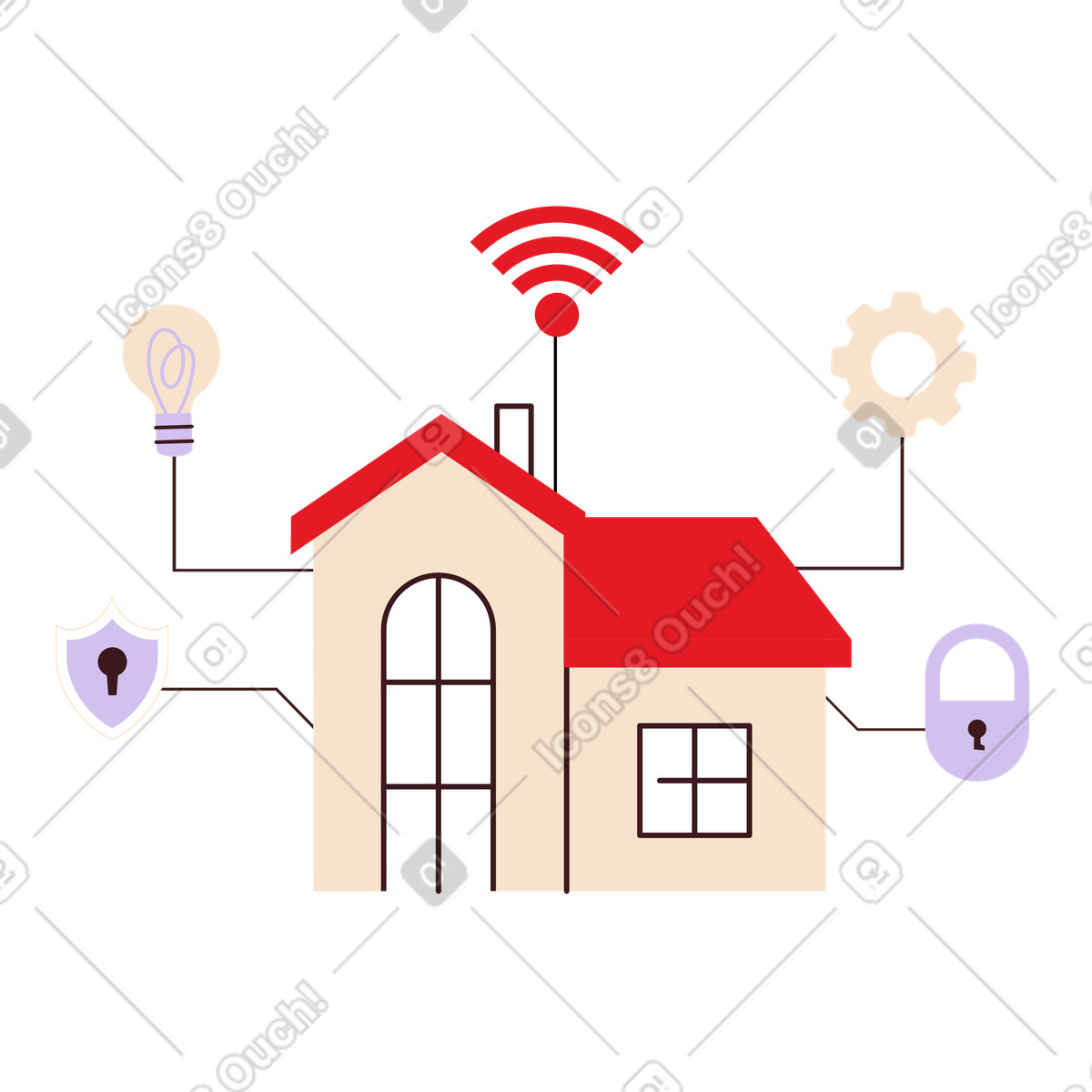 Smart home ecosystem, Internet of things and automation technology concept illustration in Folks style download in PNG, SVG