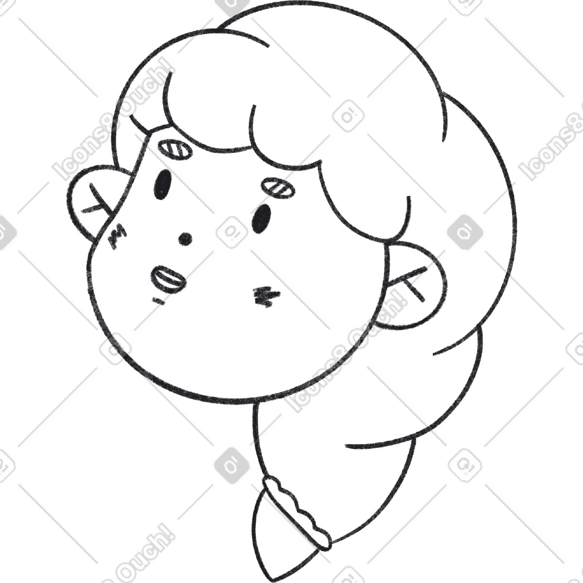 Ilustração de Girl with long hair em no estilo Bonbon Line para baixar em PNG, SVG