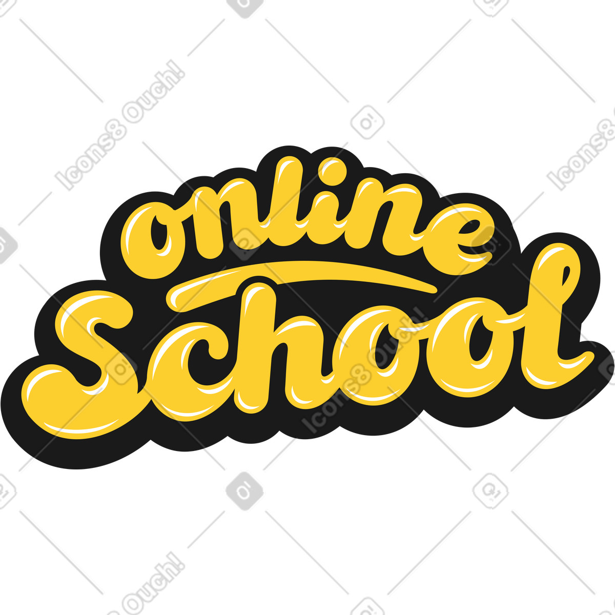 Lettering online school illustration in Taxi style download in PNG, SVG
