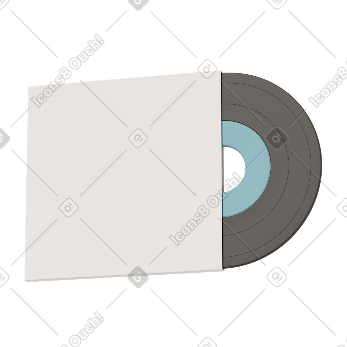 Blaue schallplatte mit mockup-cover-Illustration im 3D Casual life-Stil als Download in PNG, SVG