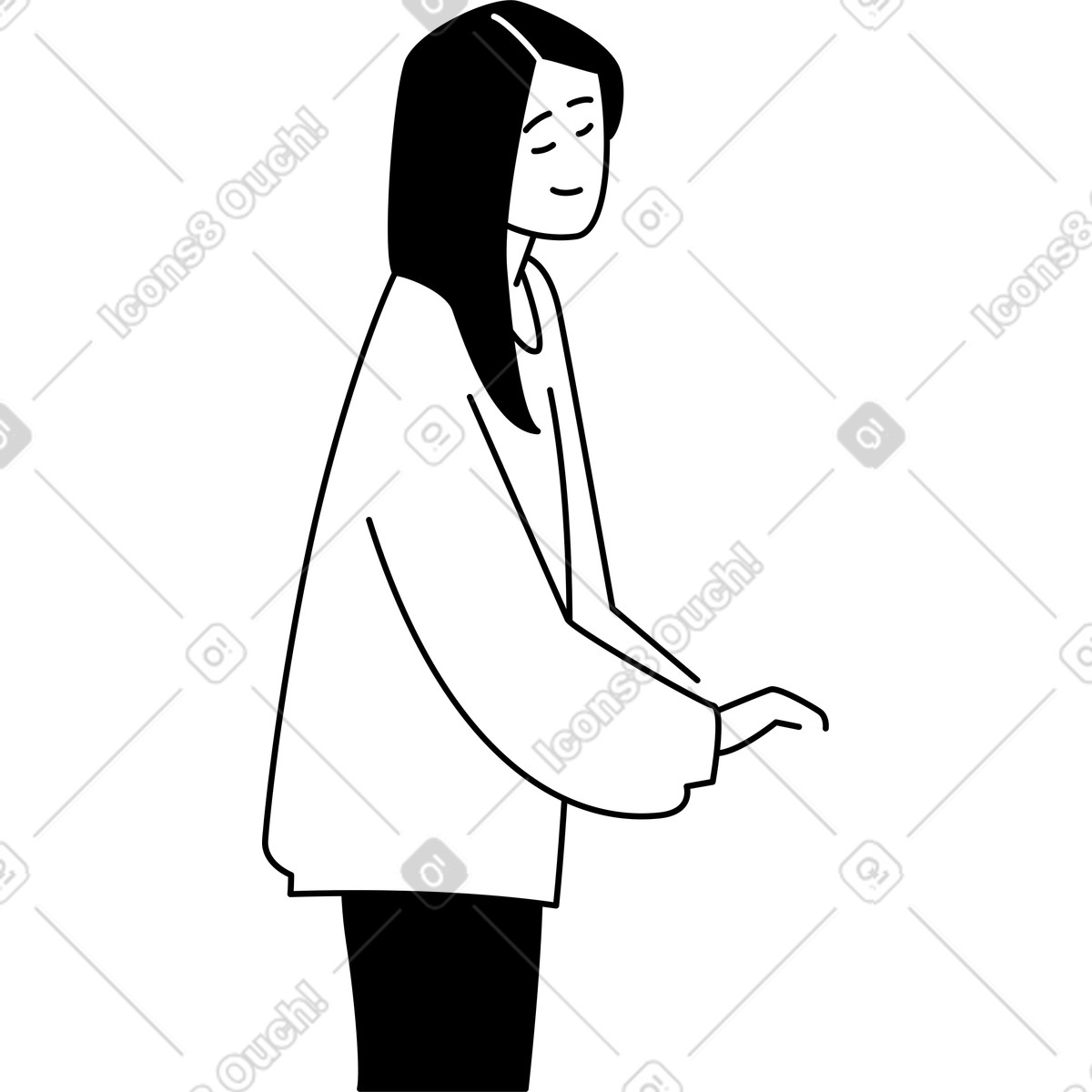 Ilustración Mujer sonriente en estilo Weekday a descargar en PNG y SVG