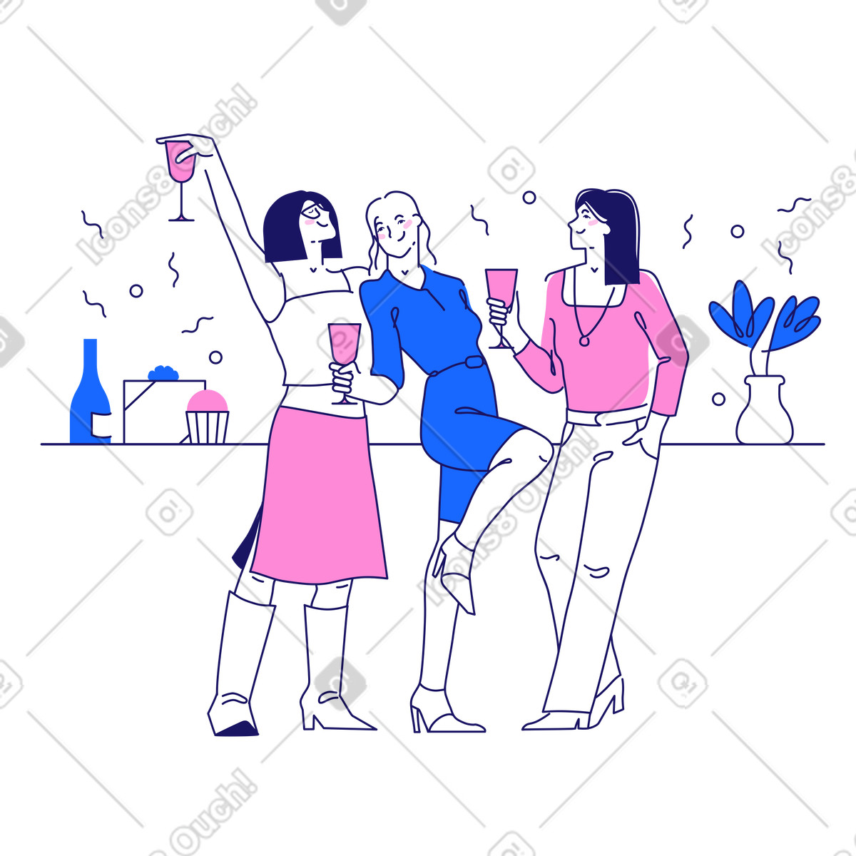 Ilustración Feliz día internacional de la mujer en estilo Matey a descargar en PNG y SVG