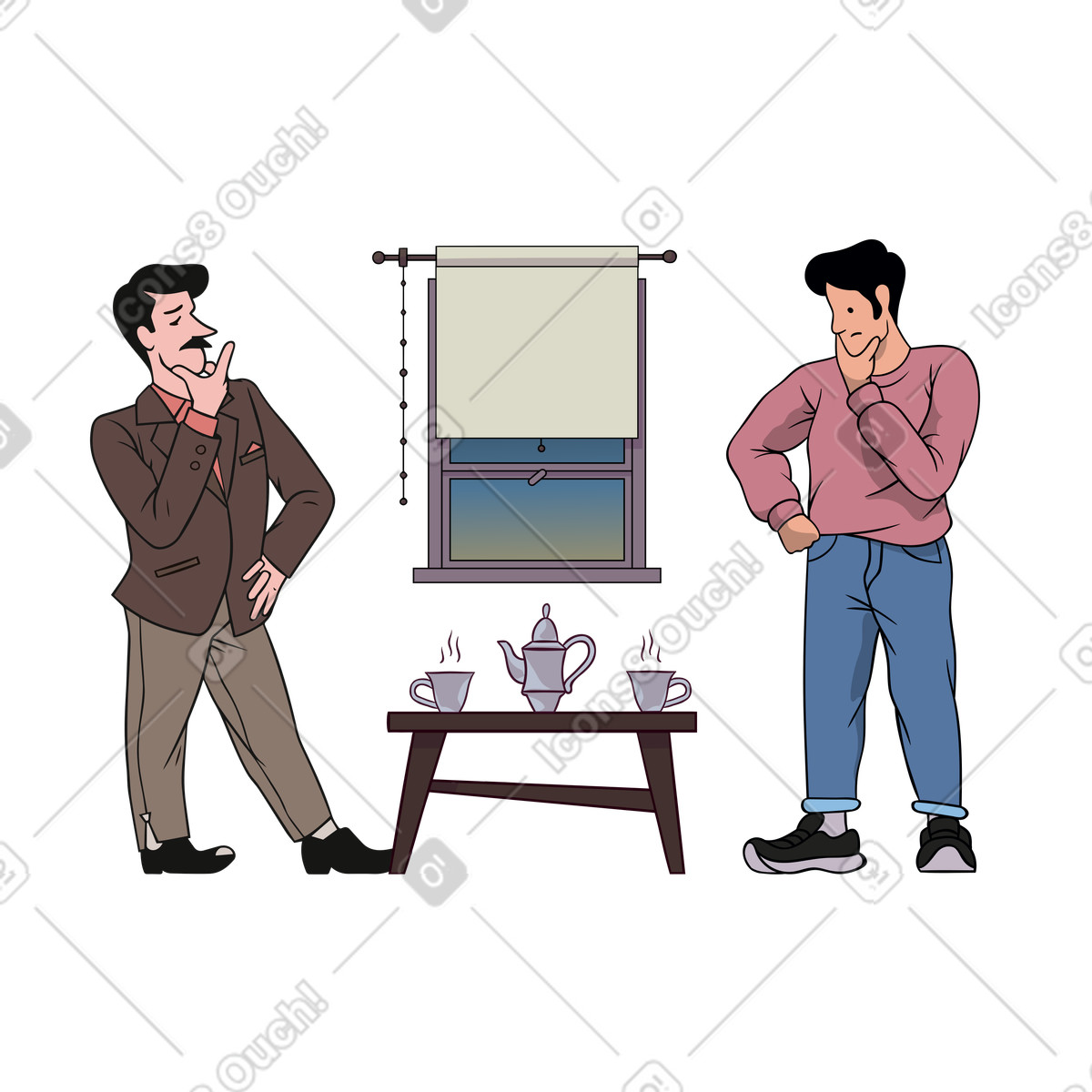 Ilustração de Pausa para o chá cética em no estilo Eastwood baixar em PNG, SVG
