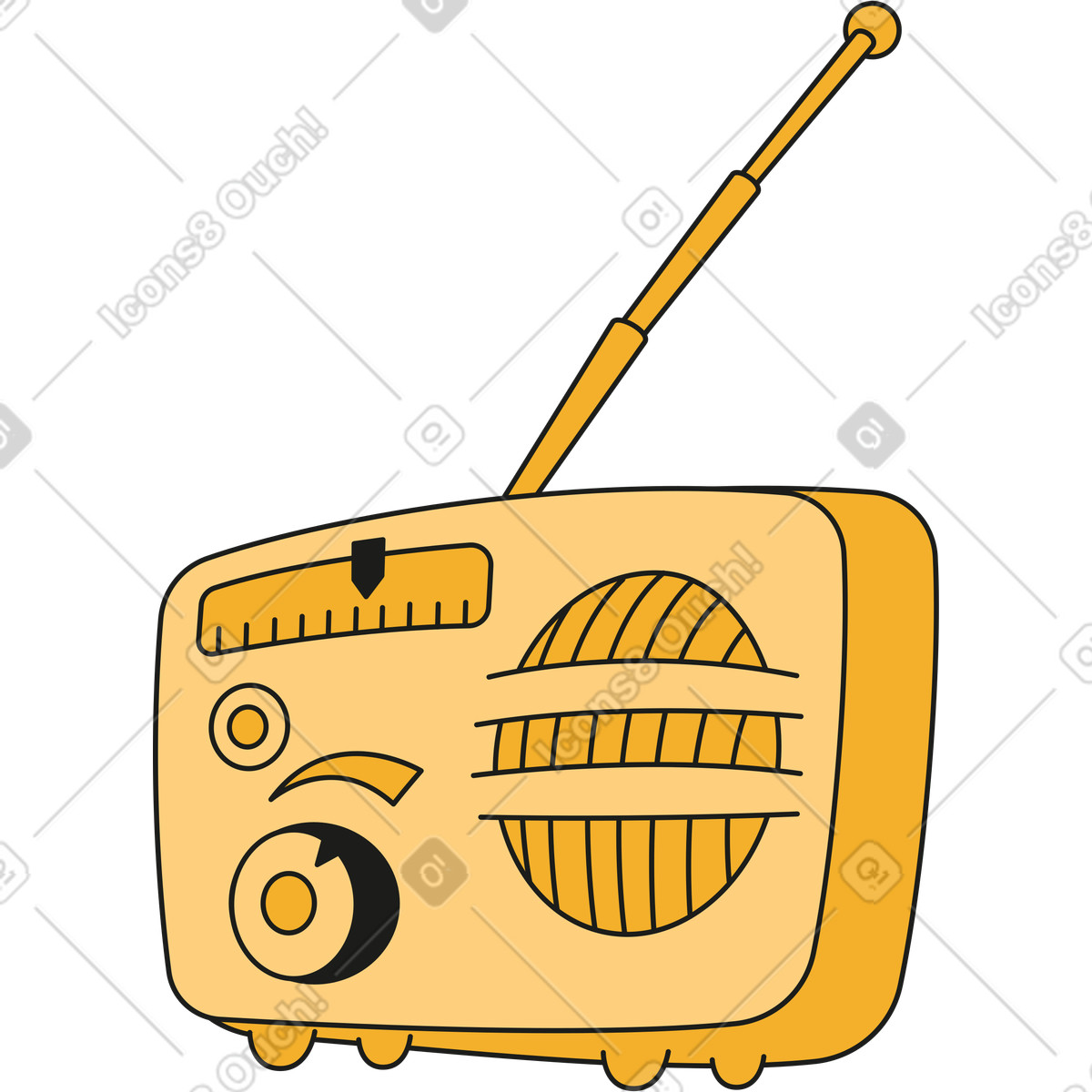 Ilustración animada Radio en estilo Rubber a descargar en GIF, Lottie (JSON), AE