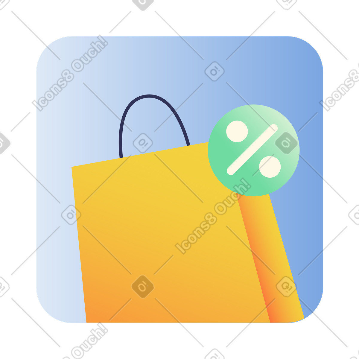 Shopping bag with percent representing sale illustration in PNG, SVG