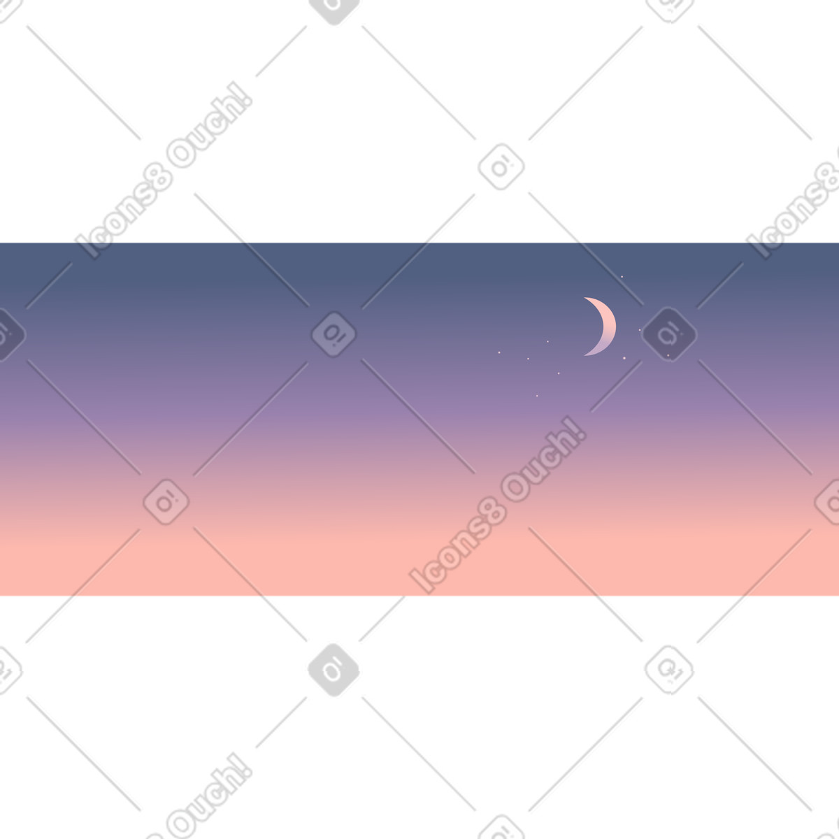 Ilustración Cielo del atardecer con media luna en estilo Vivid a descargar en PNG y SVG