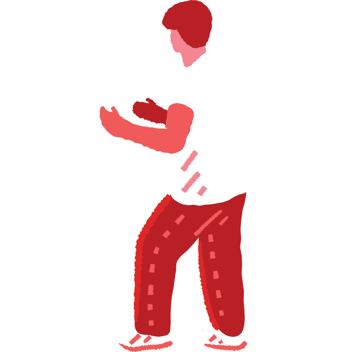 Back view of person standing in exercise pose illustration Cherry style download PNG, SVG