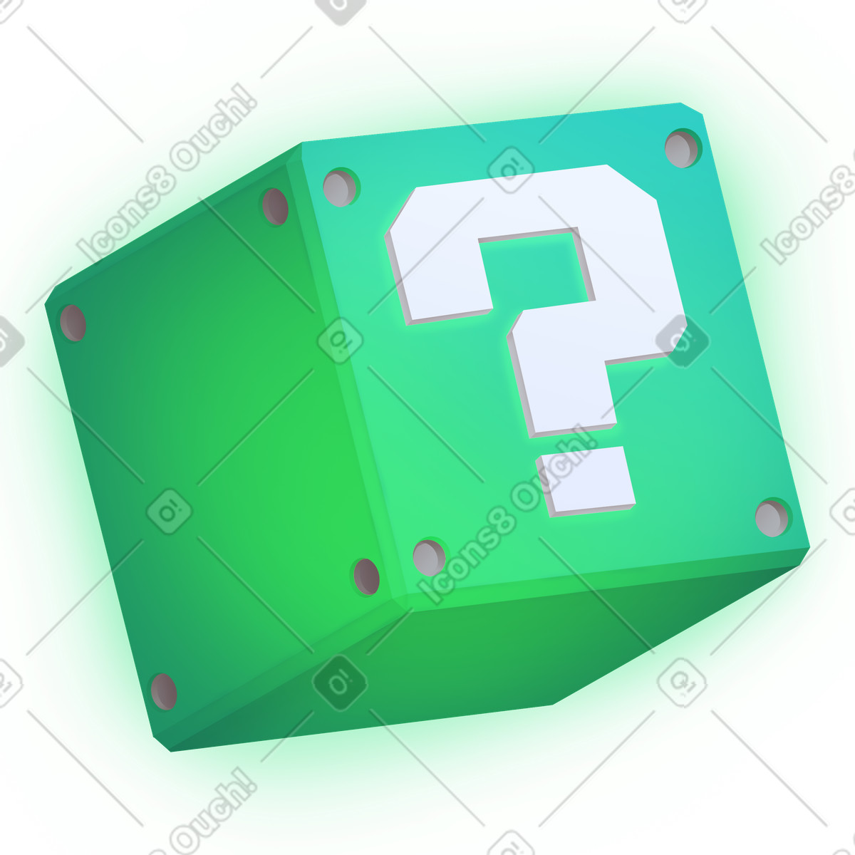 Cube with question mark-Illustration im Props-Stil als Download in PNG, SVG