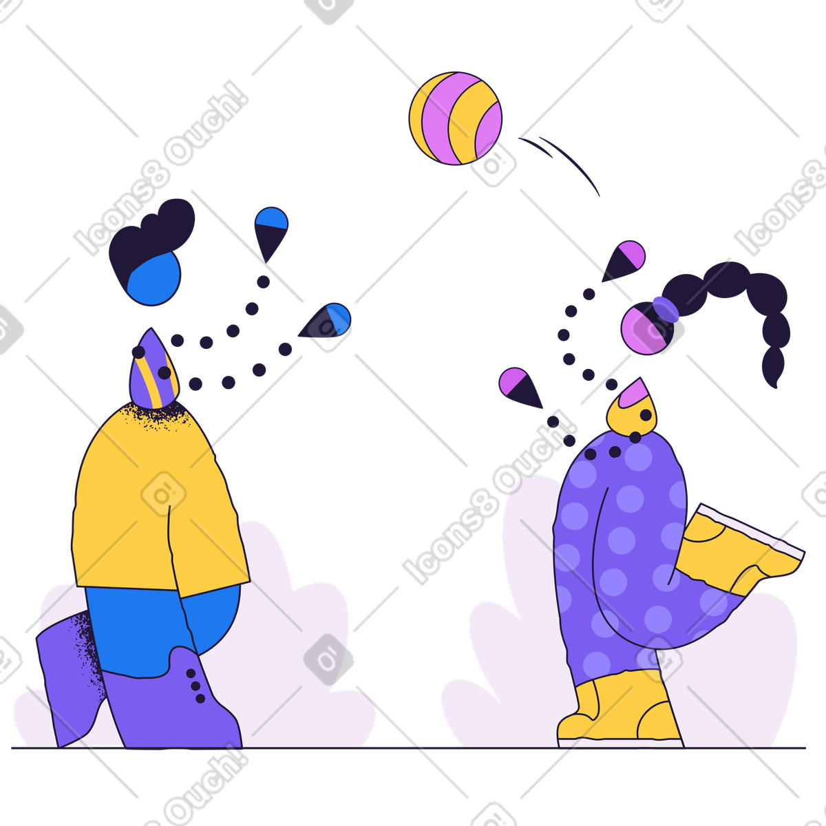 Kinder spielen ball-Illustration im Conifer-Stil als Download in PNG, SVG