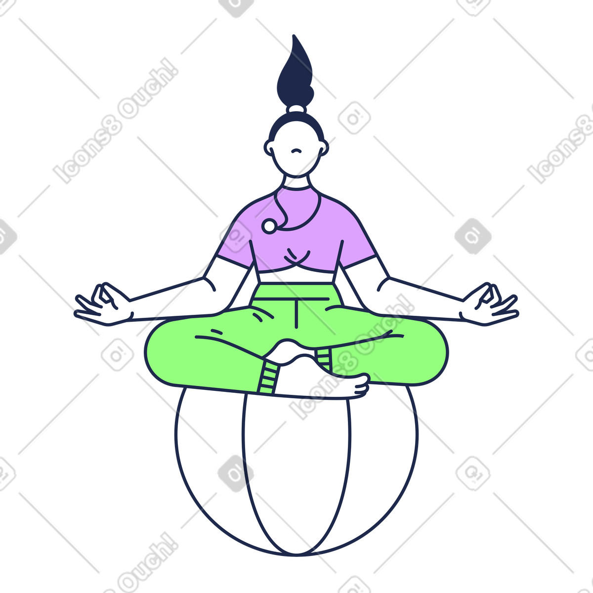 Meditating cross-legged illustration on a fitness ball clipart for activism awareness