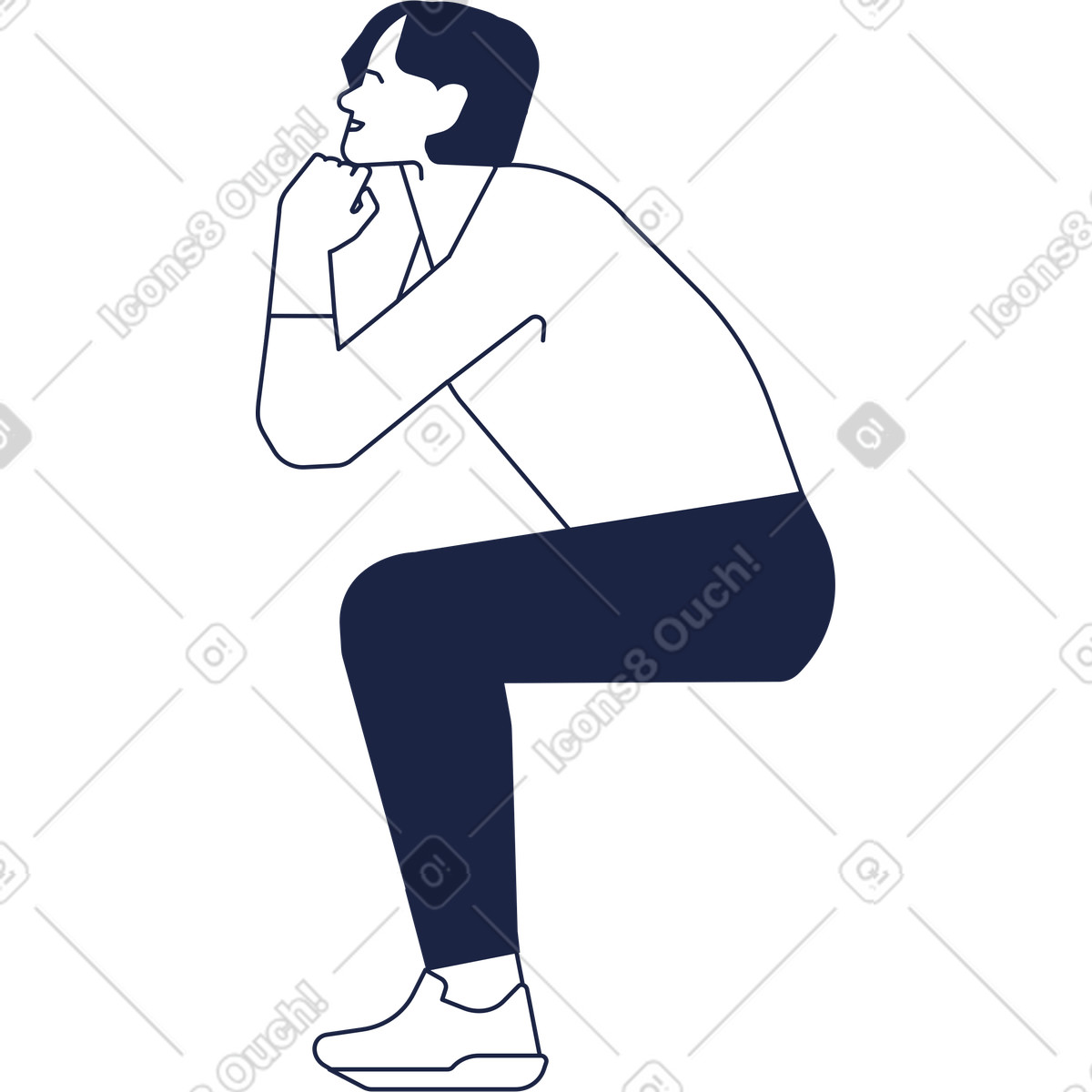 Man sitting illustrazione in stile Urban Line scarica in PNG, SVG