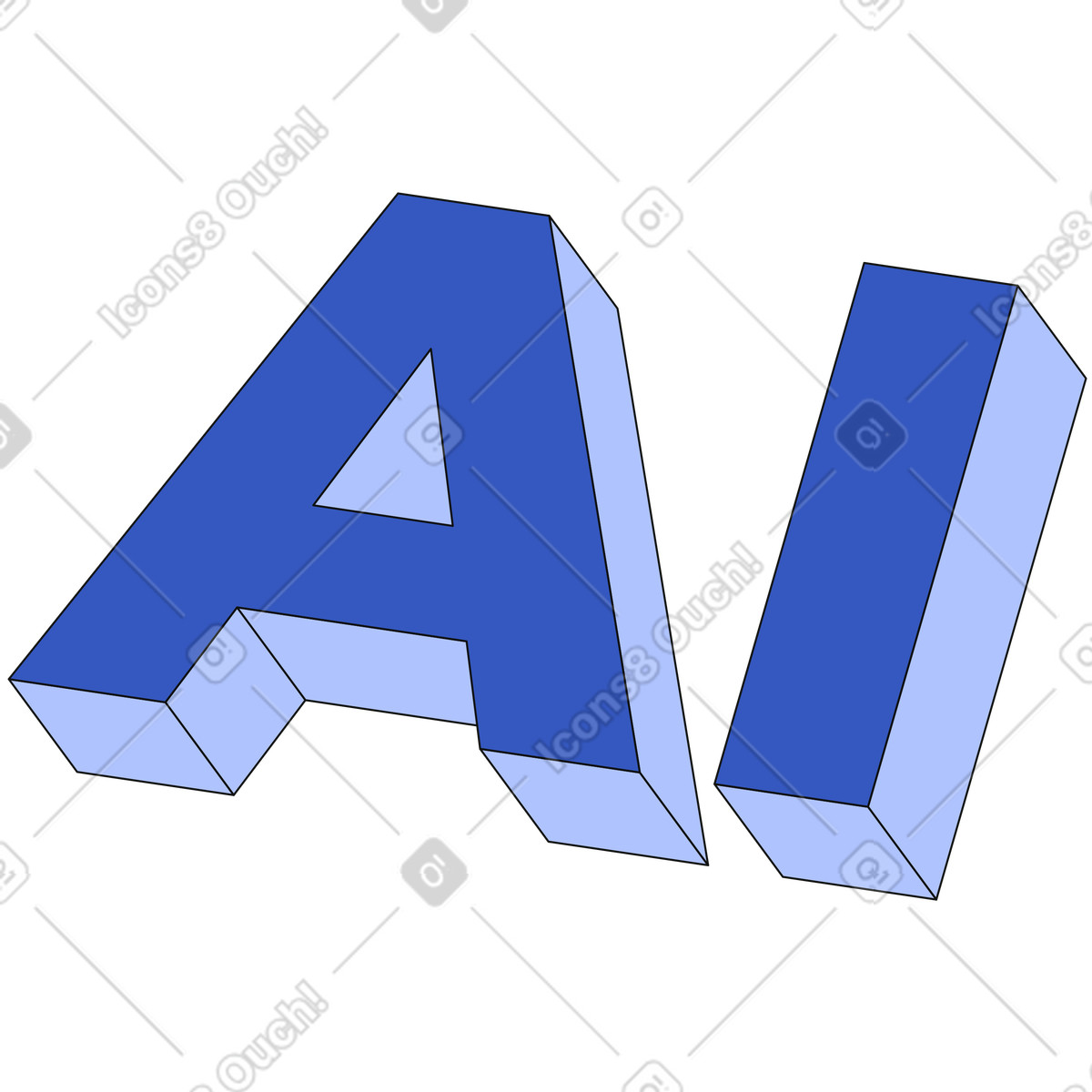 Ilustración Texto de letras ai en estilo Techny a descargar en PNG y SVG