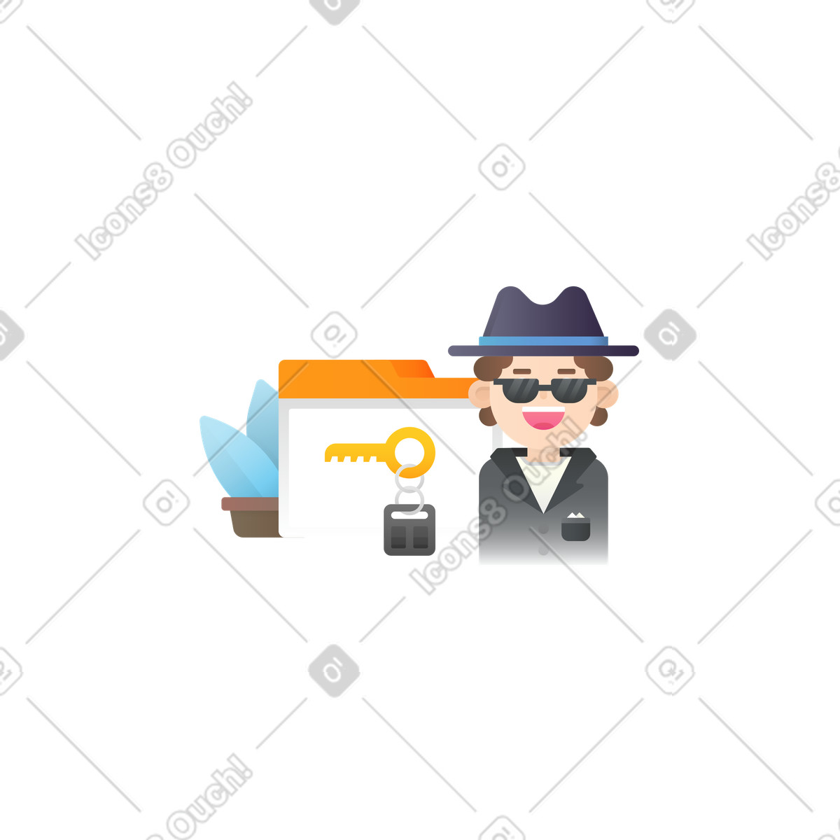 Security service illustration in Hugo style download in PNG, SVG
