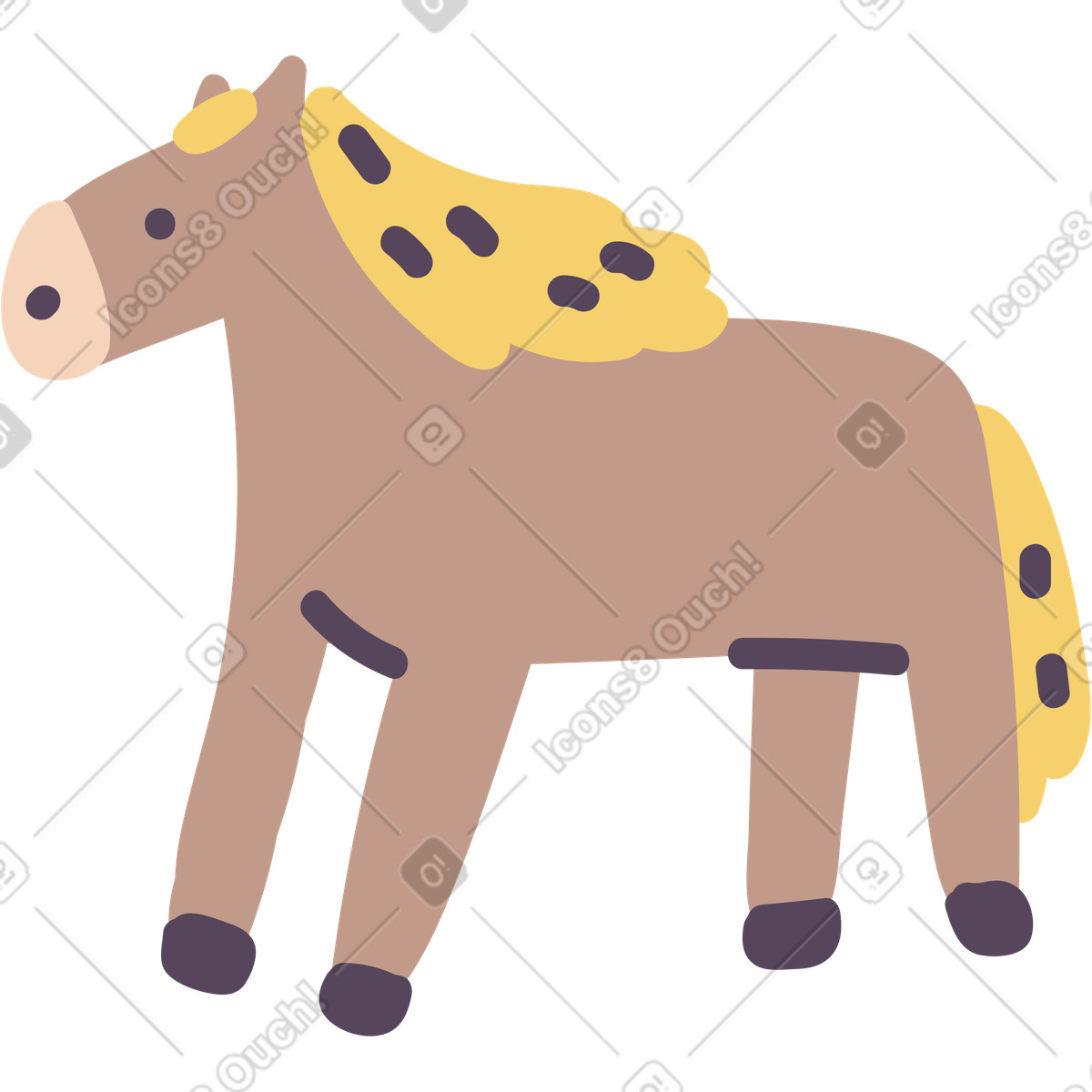 Ilustración Caballo en estilo Pluto a descargar en PNG y SVG