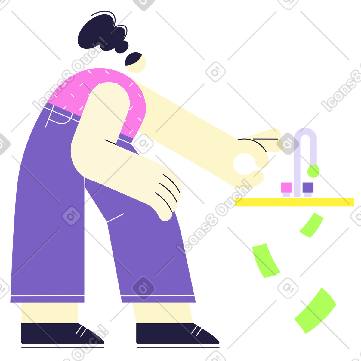 Leakage of resources leads to loss money illustration in Mellow style download in PNG, SVG
