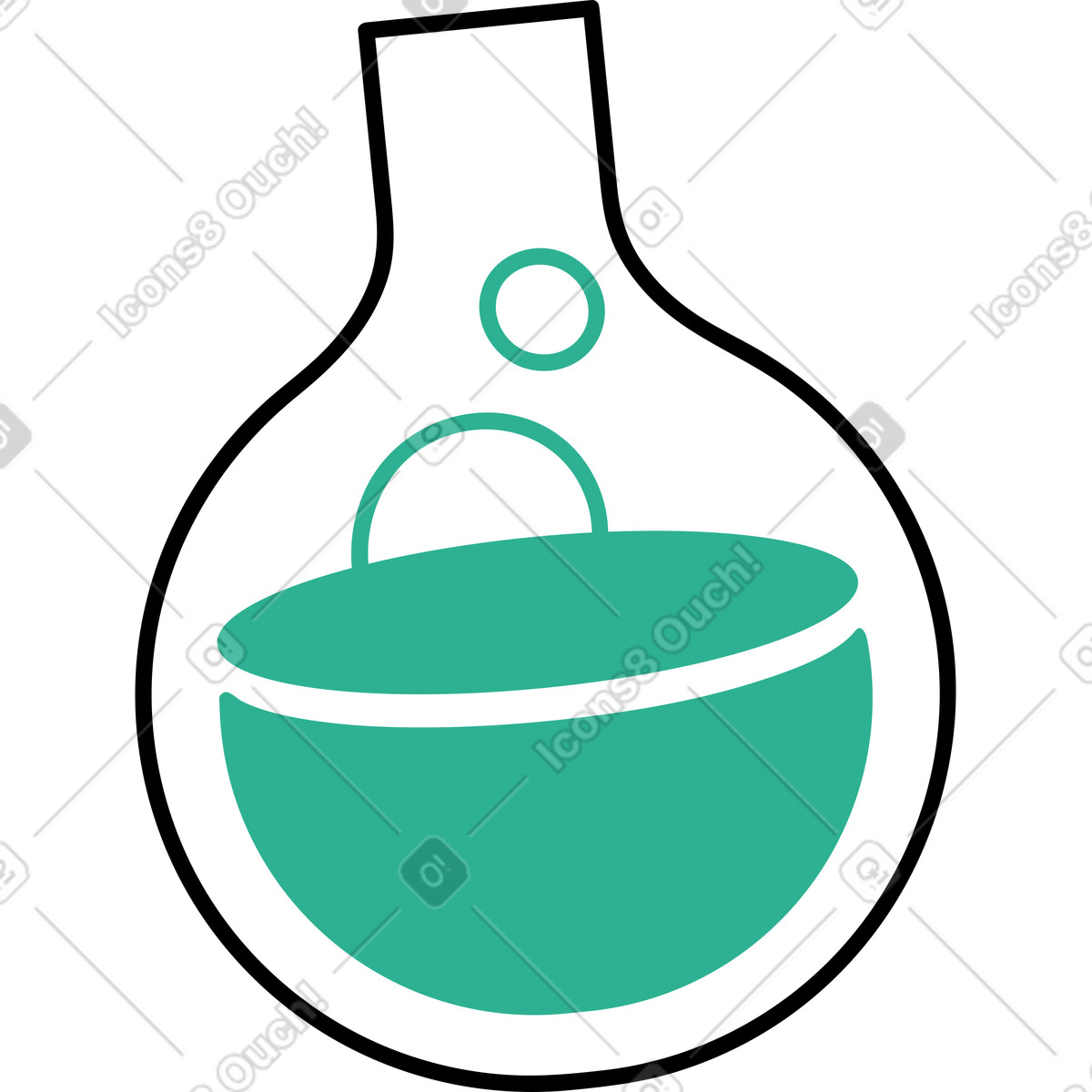 Red flask with chemical green liquid illustration in Jelly style download in PNG, SVG