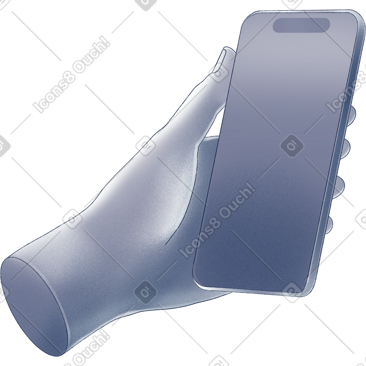 Hand with phone illustrazione in stile Haze scarica in PNG, SVG