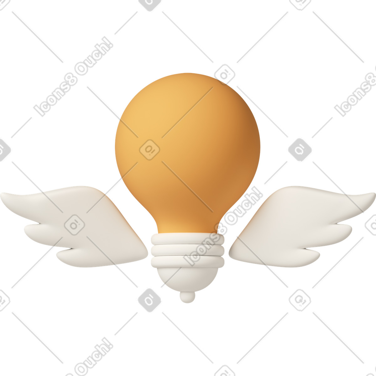 Ilustração de Idea light bulb with wings em no estilo 3D Casual life para baixar em PNG, SVG